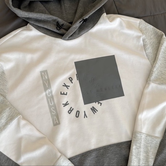 Mens White and Grey Express Hoodie - Picture 5 of 6